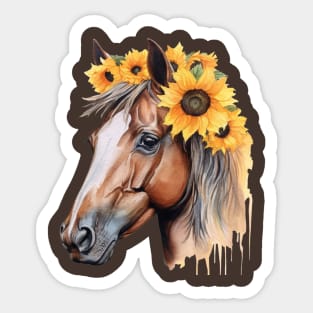 Horse and Sunflowers 1 Sticker